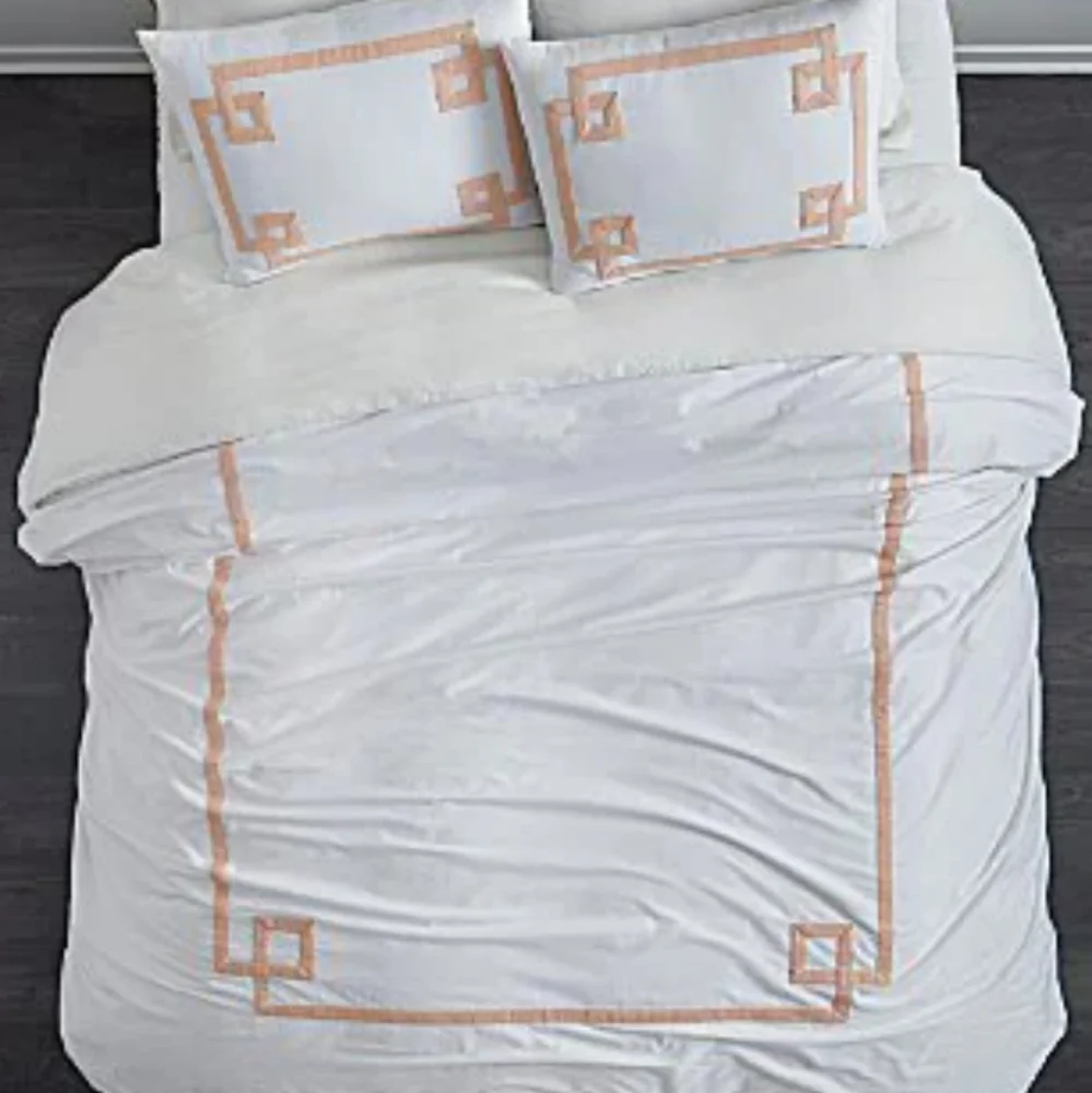 Villa by Noble Excellence Greek Key Blush Queen Duvet Cover